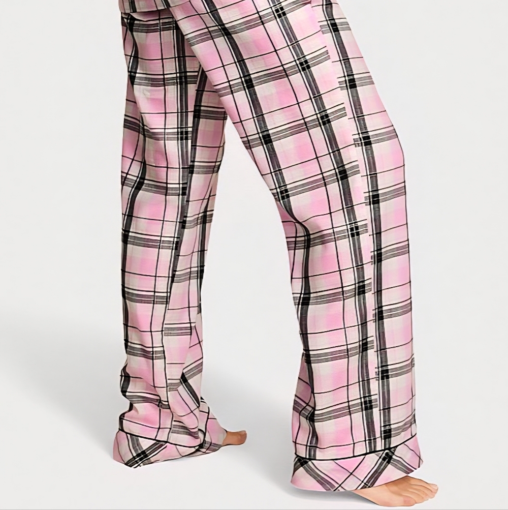Victoria's Secret Pink and Black Plaid Pajama Pants Size L